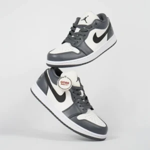 Sepatu-Nike-Air-Jordan-1-Low-Dark-Grey-White-Off-Noir-Authentic-Sneakers