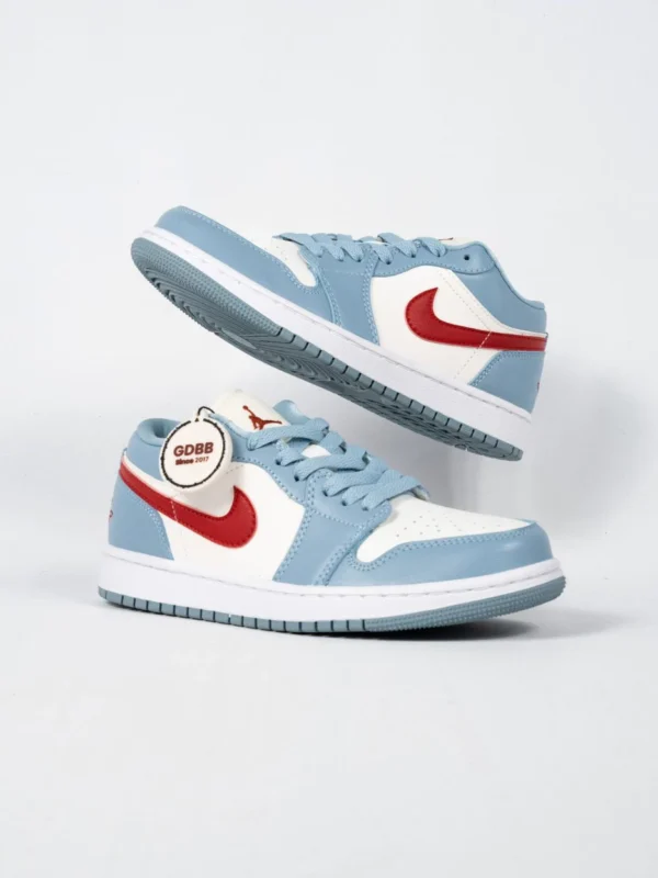Sepatu-Nike-Air-Jordan-1-Low-Blue-Whisper-Dune-Red-Authentic-Sneakers