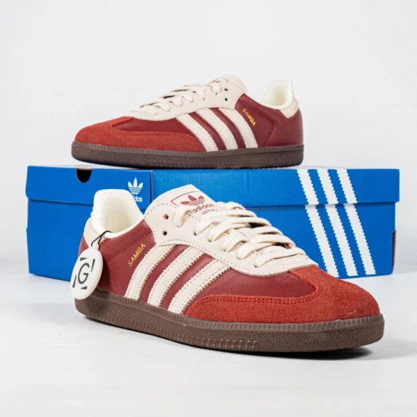 sepatu-samba-og-preloved-ruby-red-cream-white-sneakers-authentic