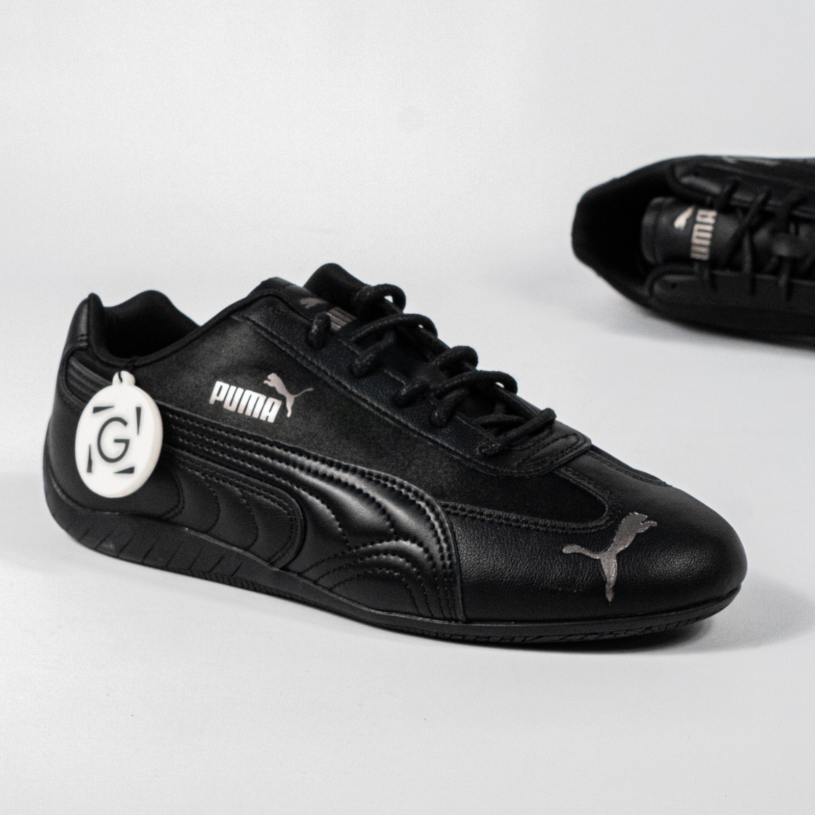 Sepatu Puma Speedcat Femme Black Aged Silver Sneakers Authentic - Image 3