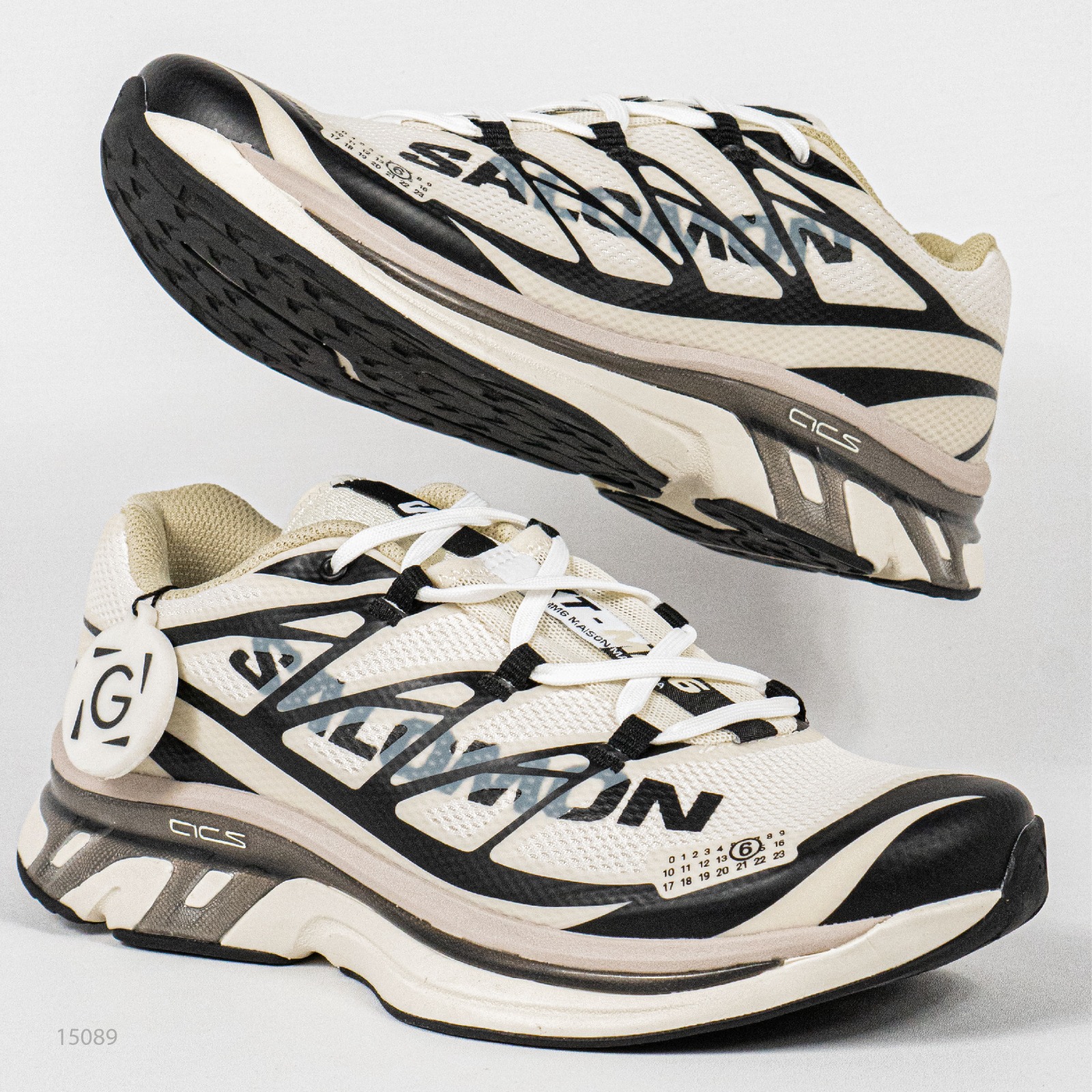 Sepatu Salomon XT MM6 Maison Margiela Vanilla Ice Black Green Haze Outdoor Trail Running Sneakers Unisex Sepatu Lari Olahraga Gym Pria Wanita