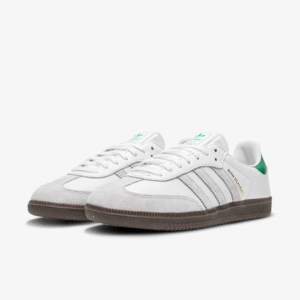 Adidas Samba OG x Kith Classic White Green Collar Grey Stripes Brown Authentic