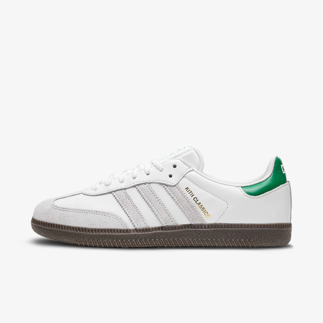 Adidas Samba OG x Kith Classic White Green Collar Grey Stripes Brown Authentic - Image 2