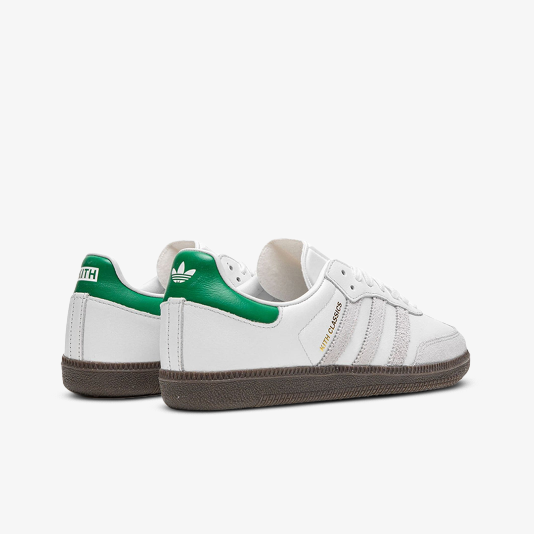 Adidas Samba OG x Kith Classic White Green Collar Grey Stripes Brown Authentic - Image 3