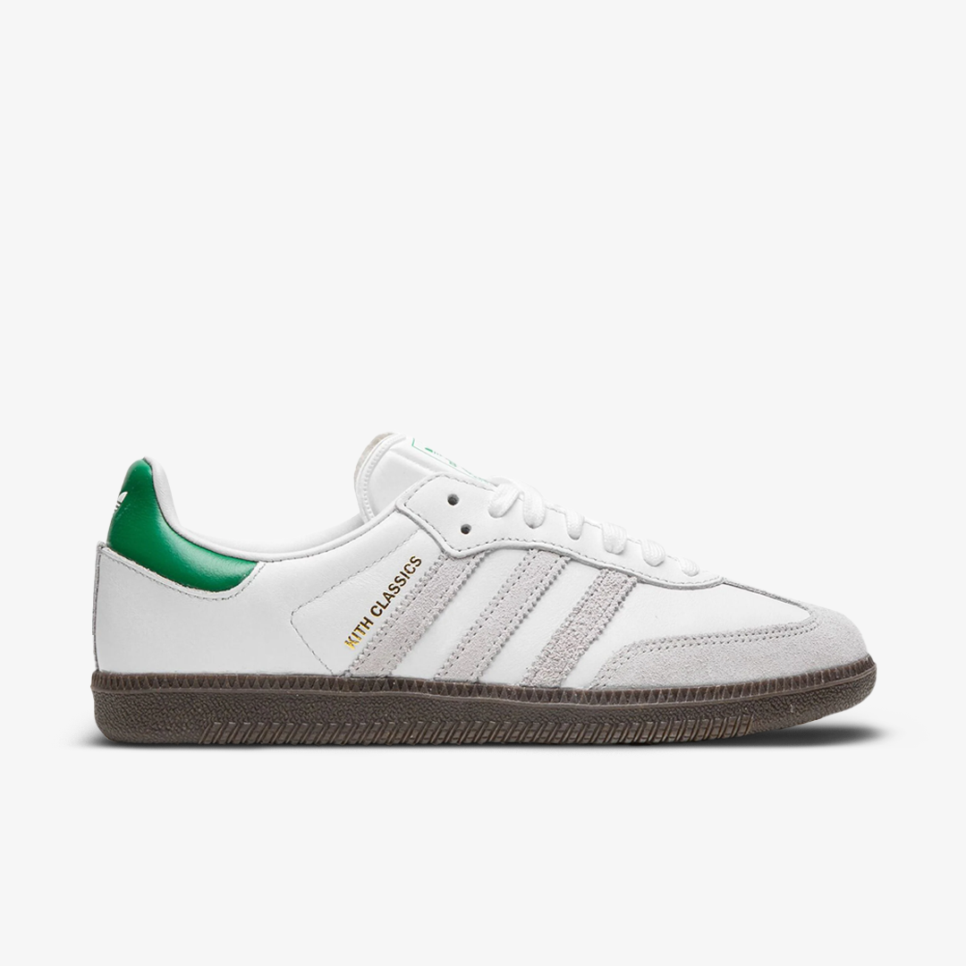Adidas Samba OG x Kith Classic White Green Collar Grey Stripes Brown Authentic - Image 5