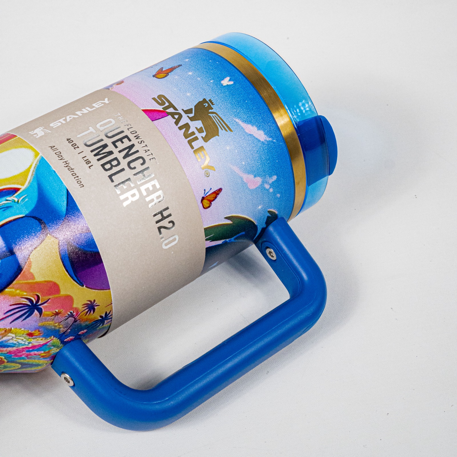 Botol Tumbler Side Grip Stanley x Disney Stich THE QUENCHER H2.0 Sunset Blue 40oz 1.183ml Stainless Steel Tahan Panas Dingin BPA FREE - Image 3