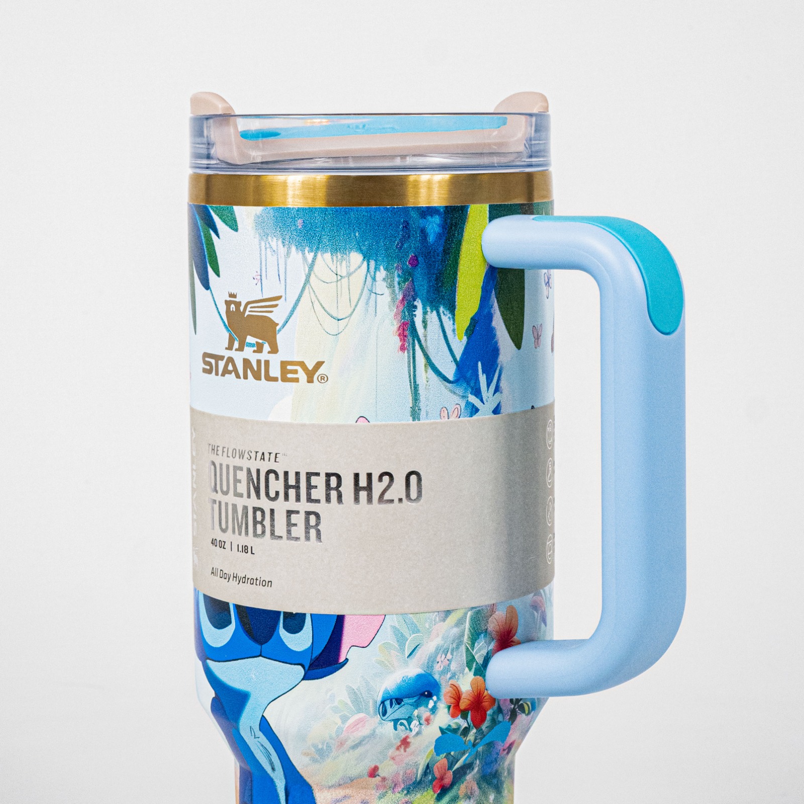 Botol Tumbler Side Grip Stanley x Disney Stich THE QUENCHER H2.0 Sunrise Cream 40oz 1.183ml Stainless Steel Tahan Panas Dingin BPA FREE - Image 3