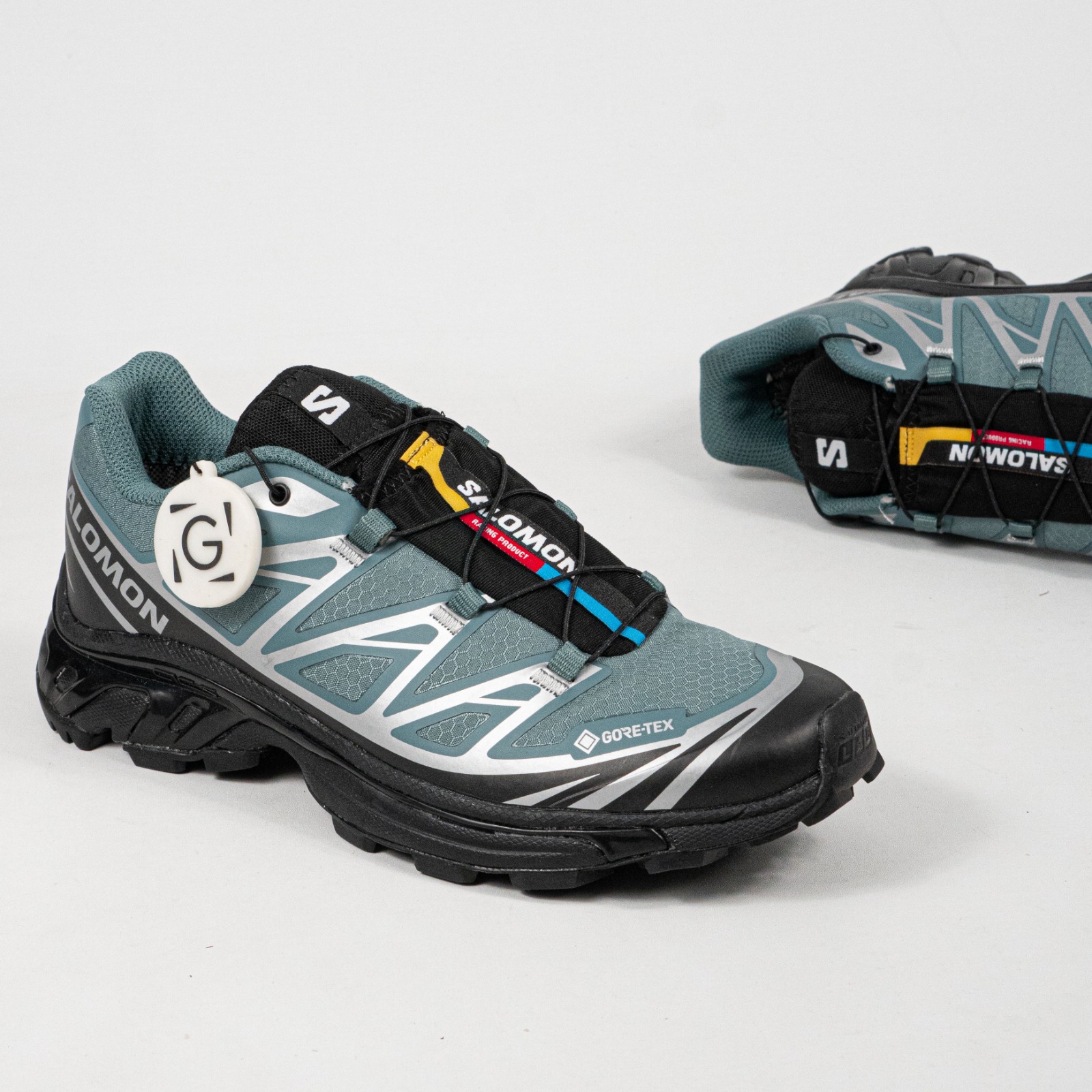 Sepatu Salomon XT-6 GTX North Atlantic Black Turquoise Outdoor Trail Running Sneakers Unisex Sepatu Lari Olahraga Gym Pria Wanita - Image 3