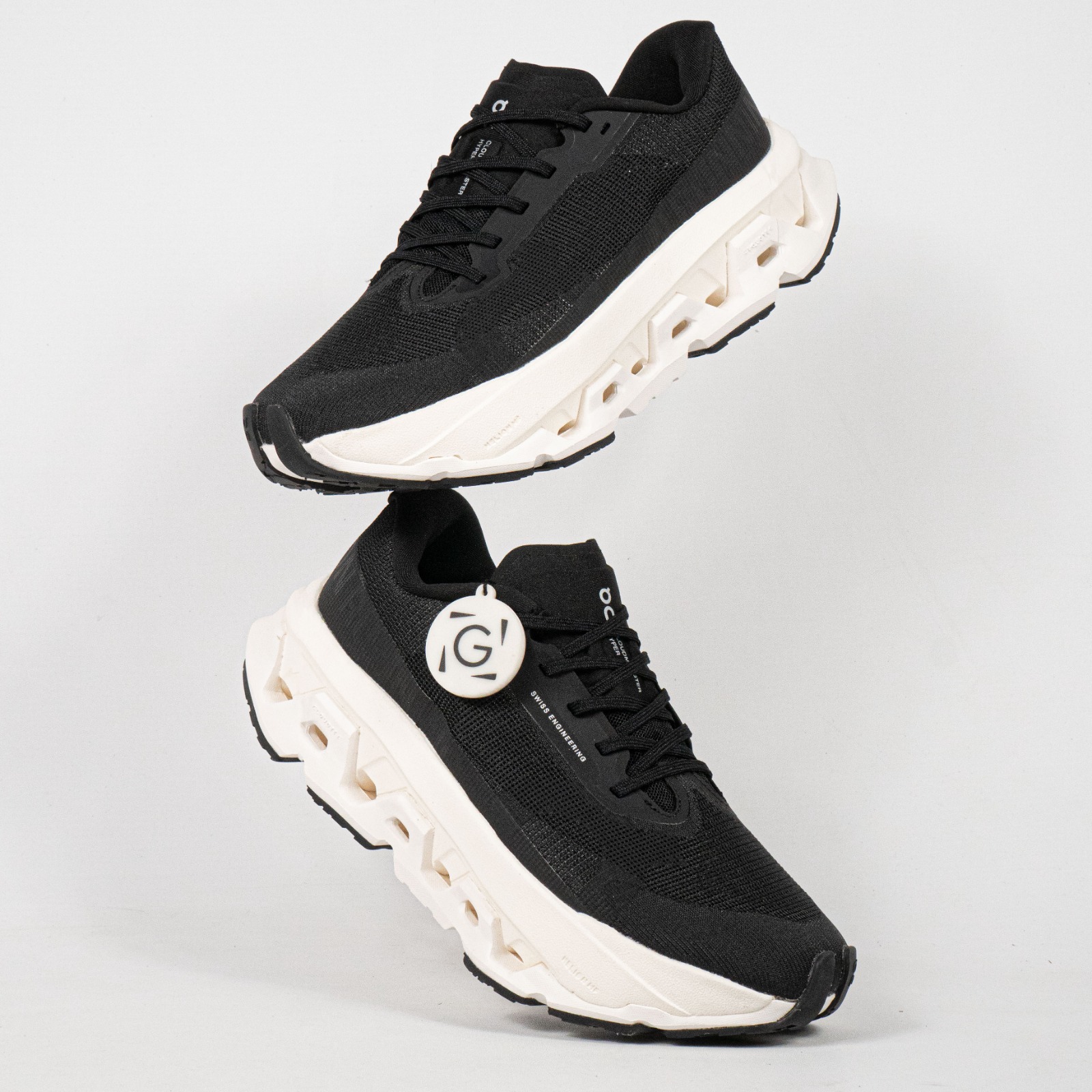 Sepatu On Cloudmonster 3 Hyper Black Ivory Running Sneakers Unisex Sepatu Lari Olahraga Gym Pria Wanita - Image 4