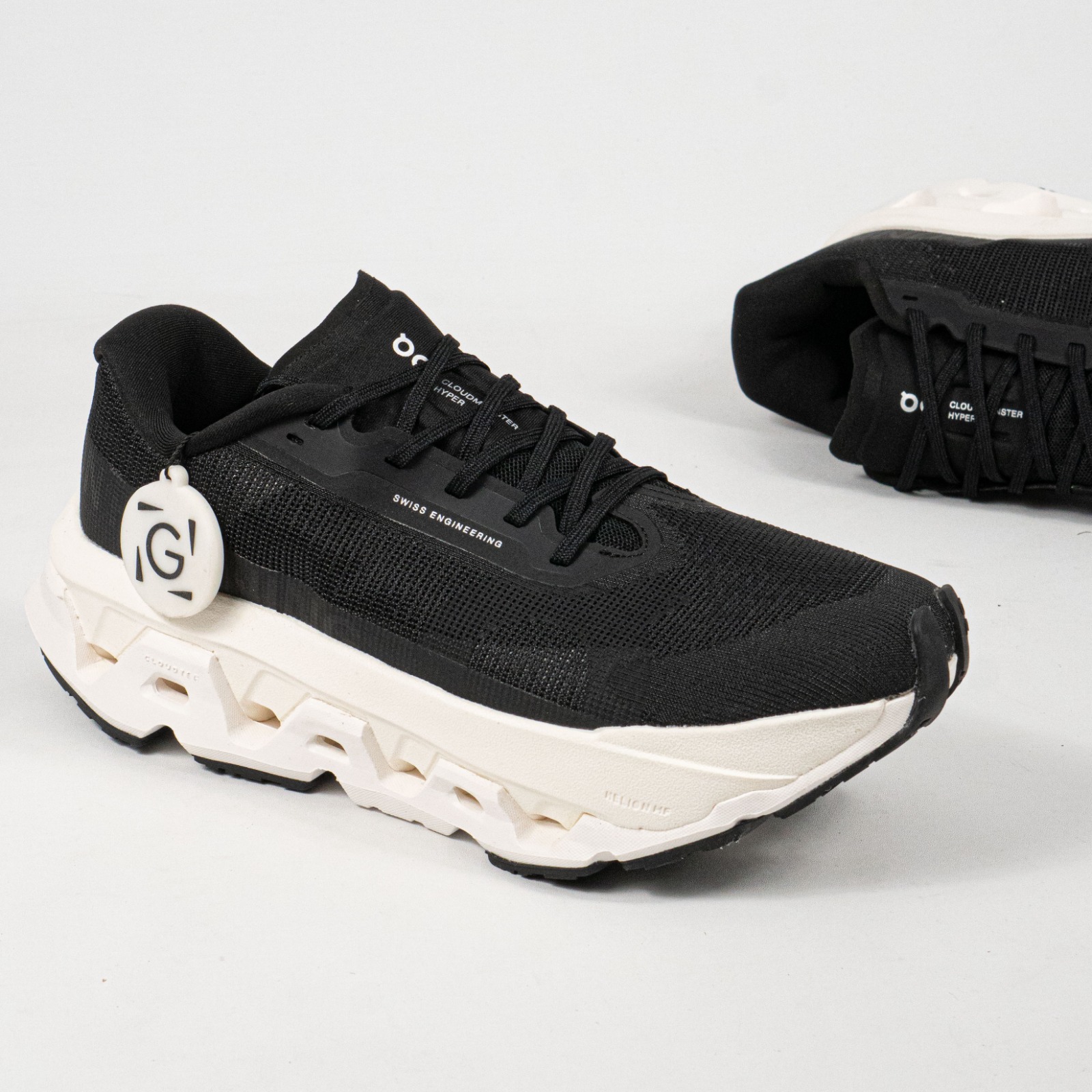 Sepatu On Cloudmonster 3 Hyper Black Ivory Running Sneakers Unisex Sepatu Lari Olahraga Gym Pria Wanita - Image 2