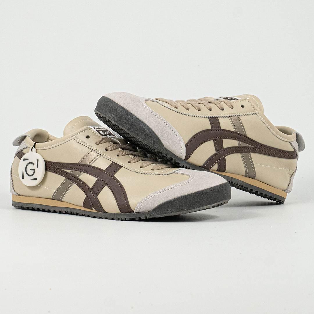 Sepatu Onitsuka Tiger Mexico 66 Deluxe Beige Brown Sneakers Casual Authentic - Image 4