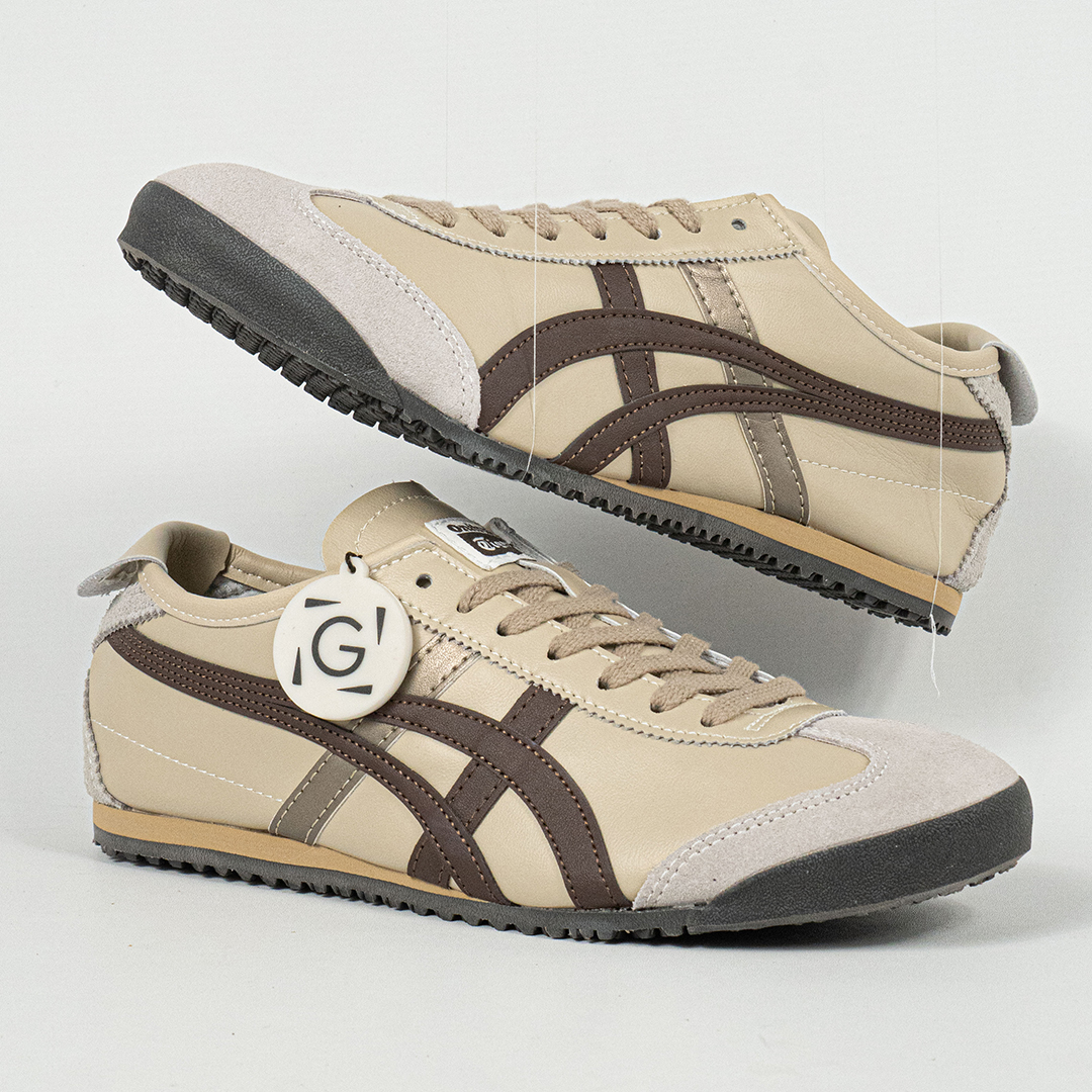Sepatu Onitsuka Tiger Mexico 66 Deluxe Beige Brown Sneakers Casual Authentic