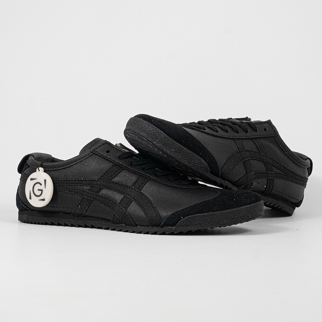 Sepatu Onitsuka Tiger Mexico 66 Deluxe Nippon Made Black Leather Unisex Sneakers Casual Authentic - Image 4