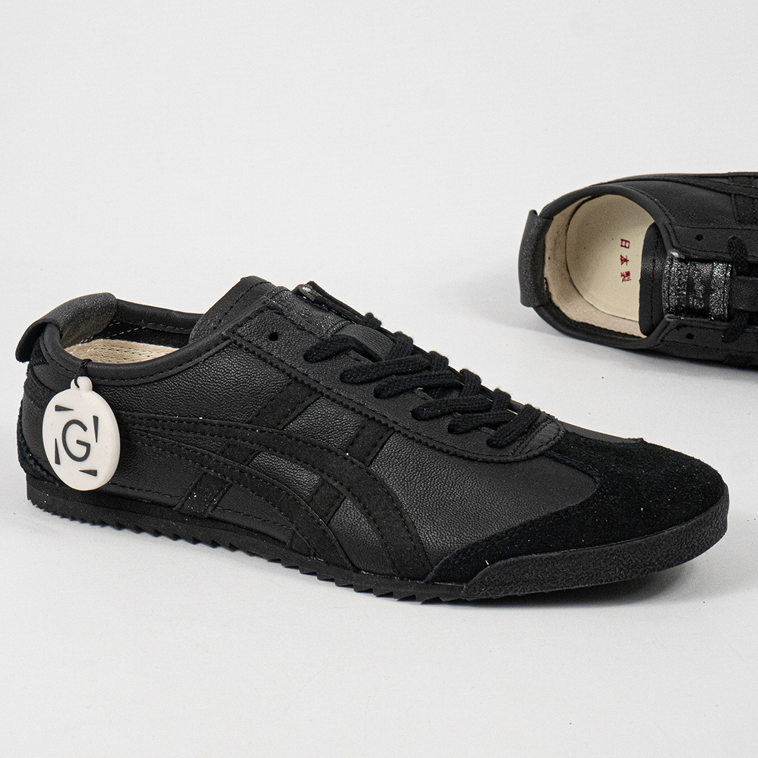 Sepatu Onitsuka Tiger Mexico 66 Deluxe Nippon Made Black Leather Unisex Sneakers Casual Authentic - Image 3