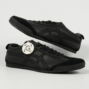 Sepatu Onitsuka Tiger Mexico 66 Deluxe Nippon Made Black Leather Unisex Sneakers Casual Authentic