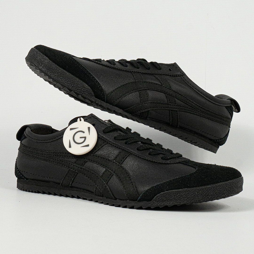 Sepatu Onitsuka Tiger Mexico 66 Deluxe Nippon Made Black Leather Unisex Sneakers Casual Authentic