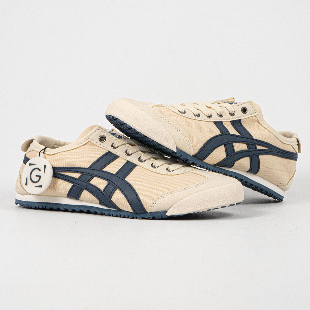 Sepatu Onitsuka Tiger Mexico 66 Laces Cream Navy Canvas Unisex Sneakers Casual Authentic - Image 4