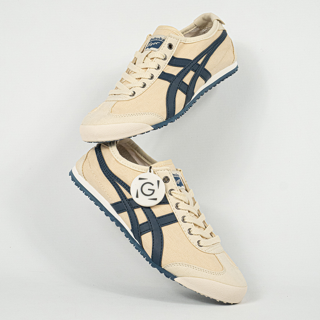 Sepatu Onitsuka Tiger Mexico 66 Laces Cream Navy Canvas Unisex Sneakers Casual Authentic - Image 5
