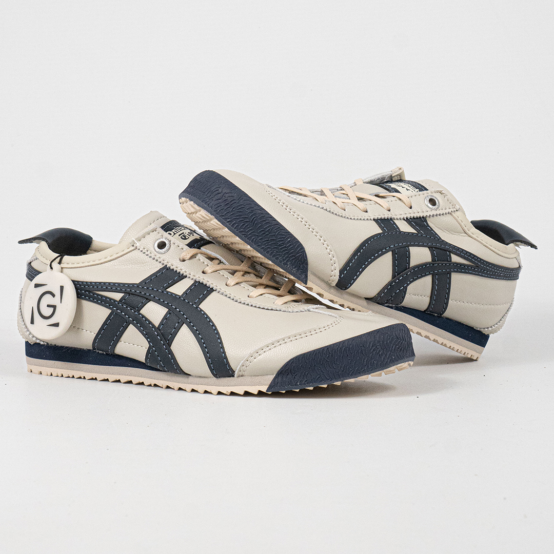 Sepatu Onitsuka Tiger Mexico 66 Laces SD Cream Navy Leather Unisex Sneakers Casual Authentic - Image 4