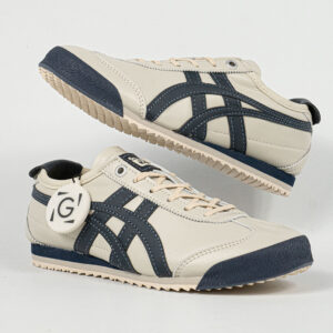 Sepatu Onitsuka Tiger Mexico 66 Laces SD Cream Navy Leather Unisex Sneakers Casual Authentic