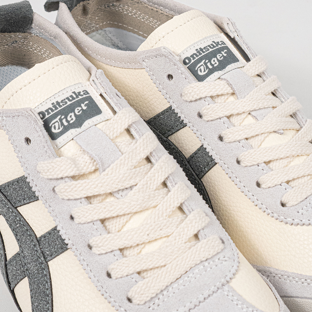 Sepatu Onitsuka Tiger Mexico 66 Laces Soft Cream Grey Leather Unisex Sneakers Casual Authentic - Image 2
