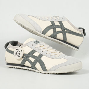 Sepatu Onitsuka Tiger Mexico 66 Laces Soft Cream Grey Leather Unisex Sneakers Casual Authentic