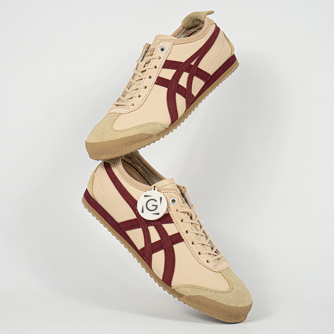 Sepatu Onitsuka Tiger Mexico 66 Laces Soft SD Vintage Beige Beet Red Leather Unisex Sneakers Casual Authentic - Image 5