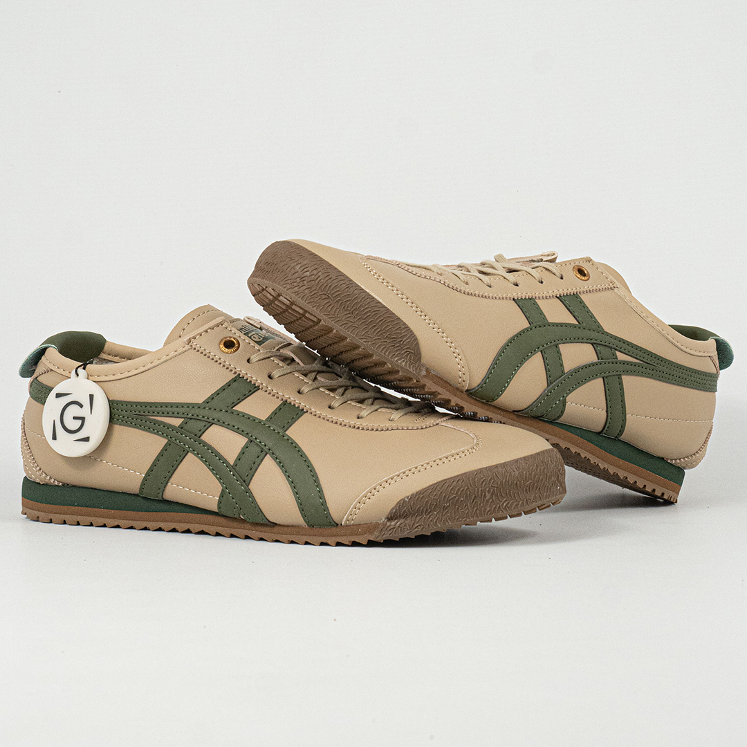 Sepatu Onitsuka Tiger Mexico 66 Laces Soft SD Vintage Beige Green Leather Unisex Sneakers Casual Authentic - Image 4