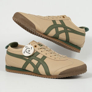 Sepatu Onitsuka Tiger Mexico 66 Laces Soft SD Vintage Beige Green Leather Unisex Sneakers Casual Authentic