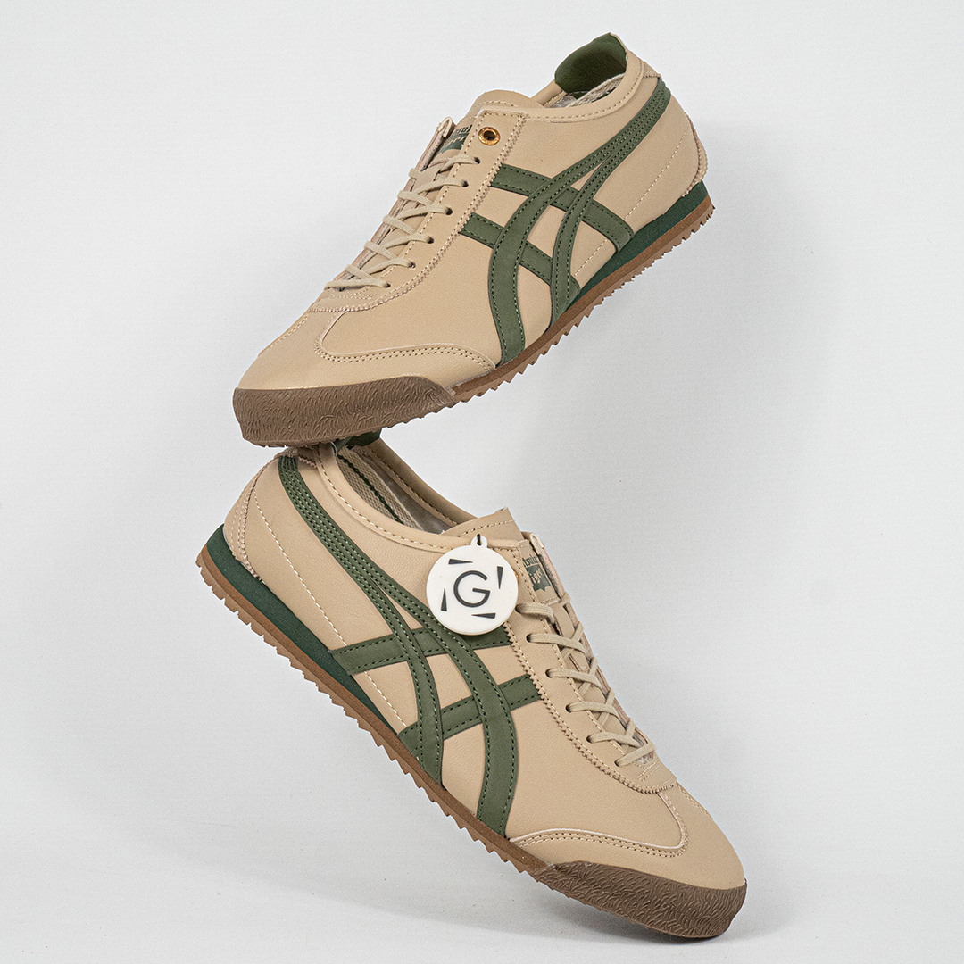 Sepatu Onitsuka Tiger Mexico 66 Laces Soft SD Vintage Beige Green Leather Unisex Sneakers Casual Authentic - Image 5