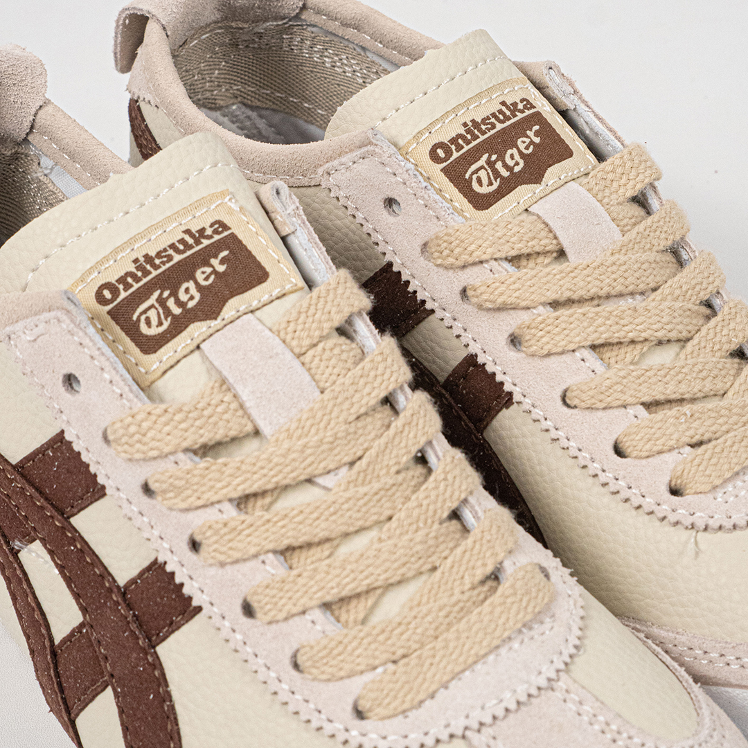 Sepatu Onitsuka Tiger Mexico 66 Laces Soft Vintage Cream Brown Leather Unisex Sneakers Casual Authentic - Image 2