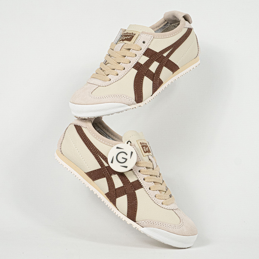 Sepatu Onitsuka Tiger Mexico 66 Laces Soft Vintage Cream Brown Leather Unisex Sneakers Casual Authentic - Image 5