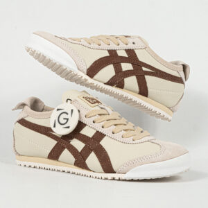 Sepatu Onitsuka Tiger Mexico 66 Laces Soft Vintage Cream Brown Leather Unisex Sneakers Casual Authentic