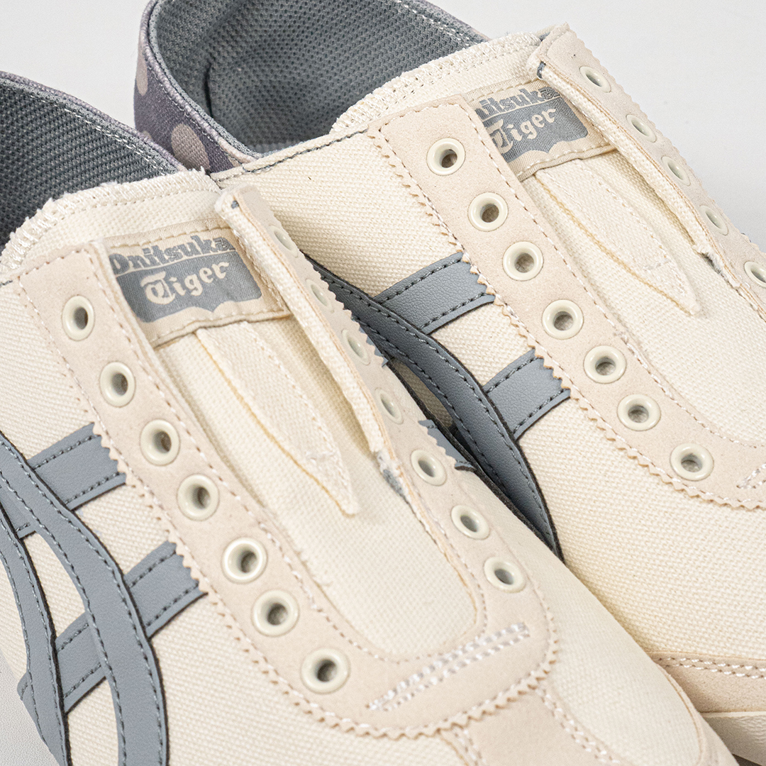 Sepatu Onitsuka Tiger Mexico 66 Paraty Slip On White Grey Purple Canvas Unisex Sneakers Casual Authentic - Image 2