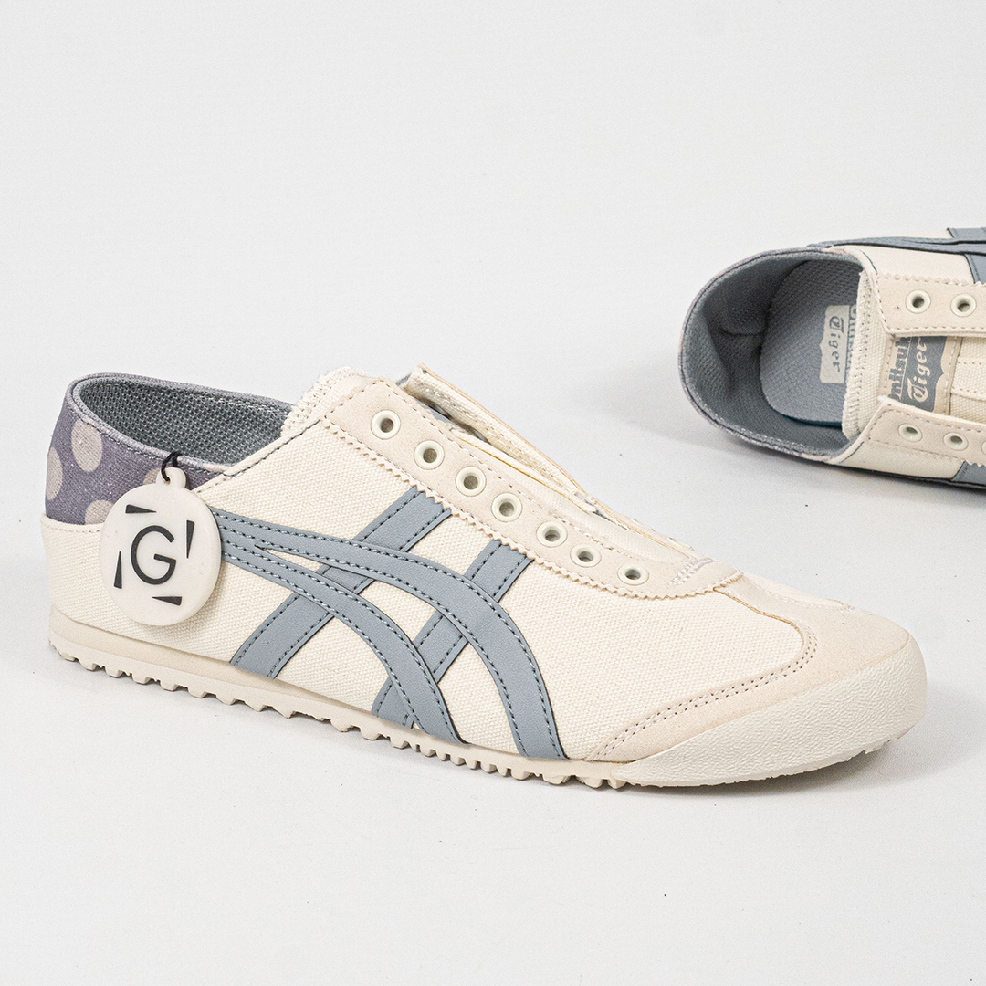 Sepatu Onitsuka Tiger Mexico 66 Paraty Slip On White Grey Purple Canvas Unisex Sneakers Casual Authentic - Image 3