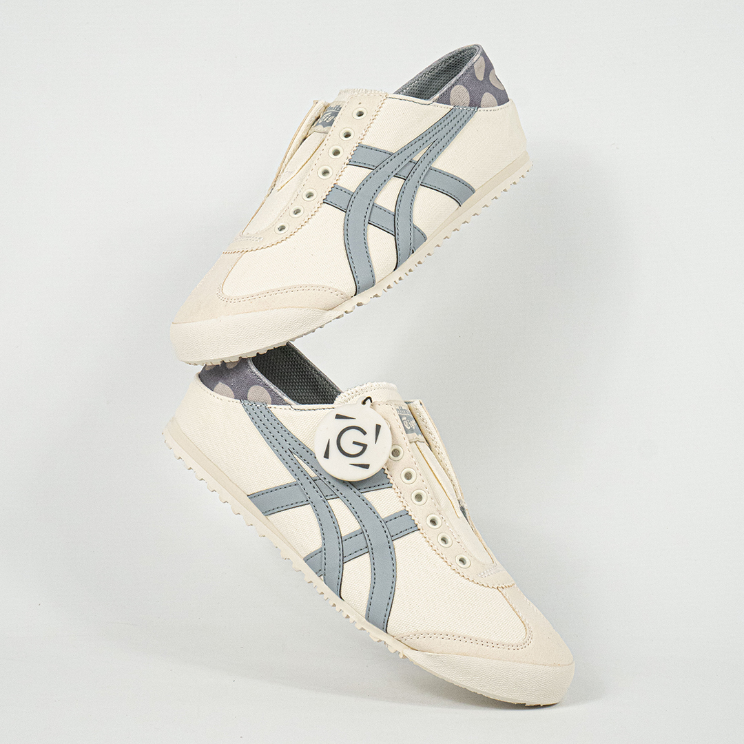Sepatu Onitsuka Tiger Mexico 66 Paraty Slip On White Grey Purple Canvas Unisex Sneakers Casual Authentic - Image 5