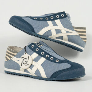 Sepatu Onitsuka Tiger Mexico 66 Paraty Slip On Blue Chambray Canvas Unisex Sneakers Casual Authentic