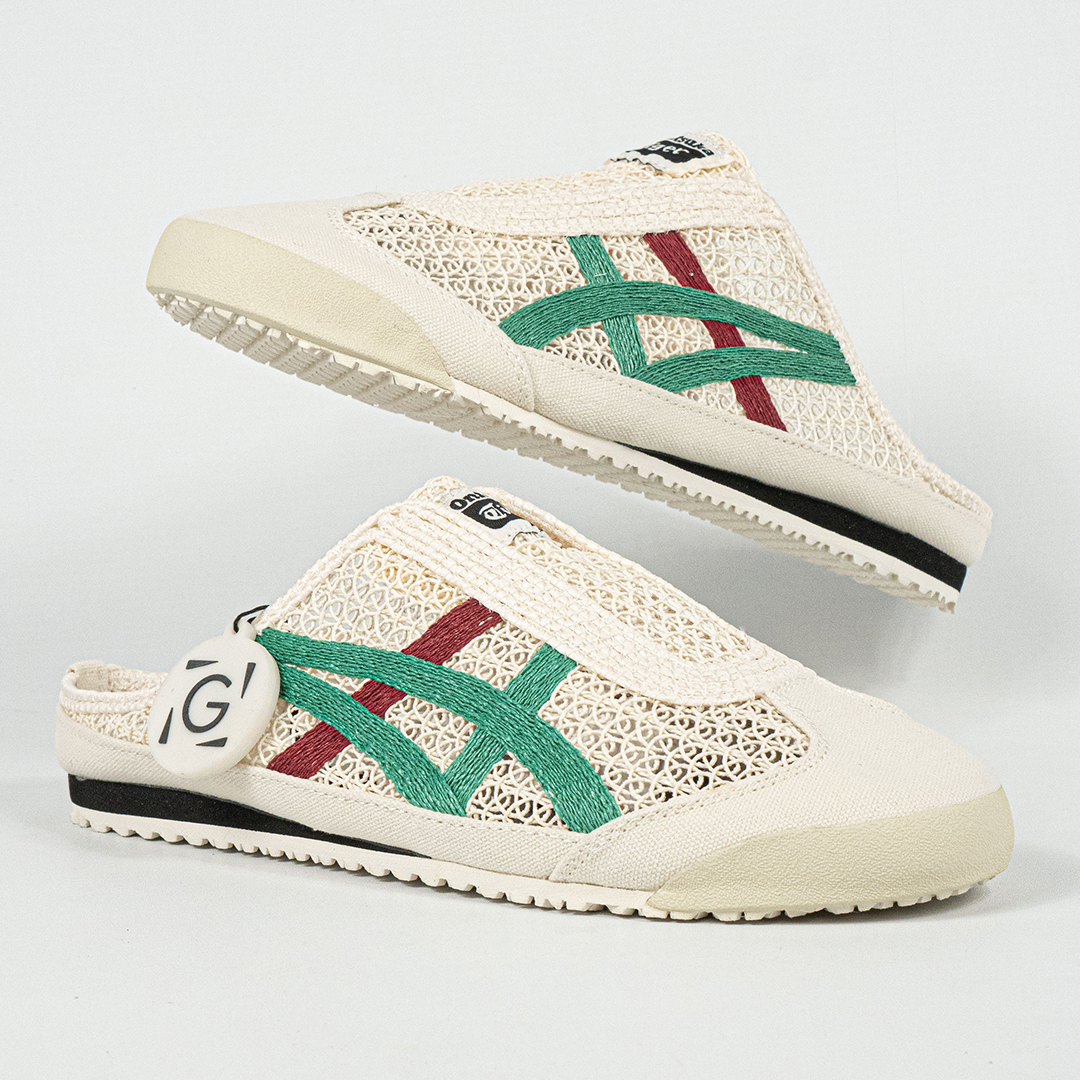 Sepatu Onitsuka Tiger Mexico 66 Sabot Cream Green Red Unisex Sneakers Casual Authentic