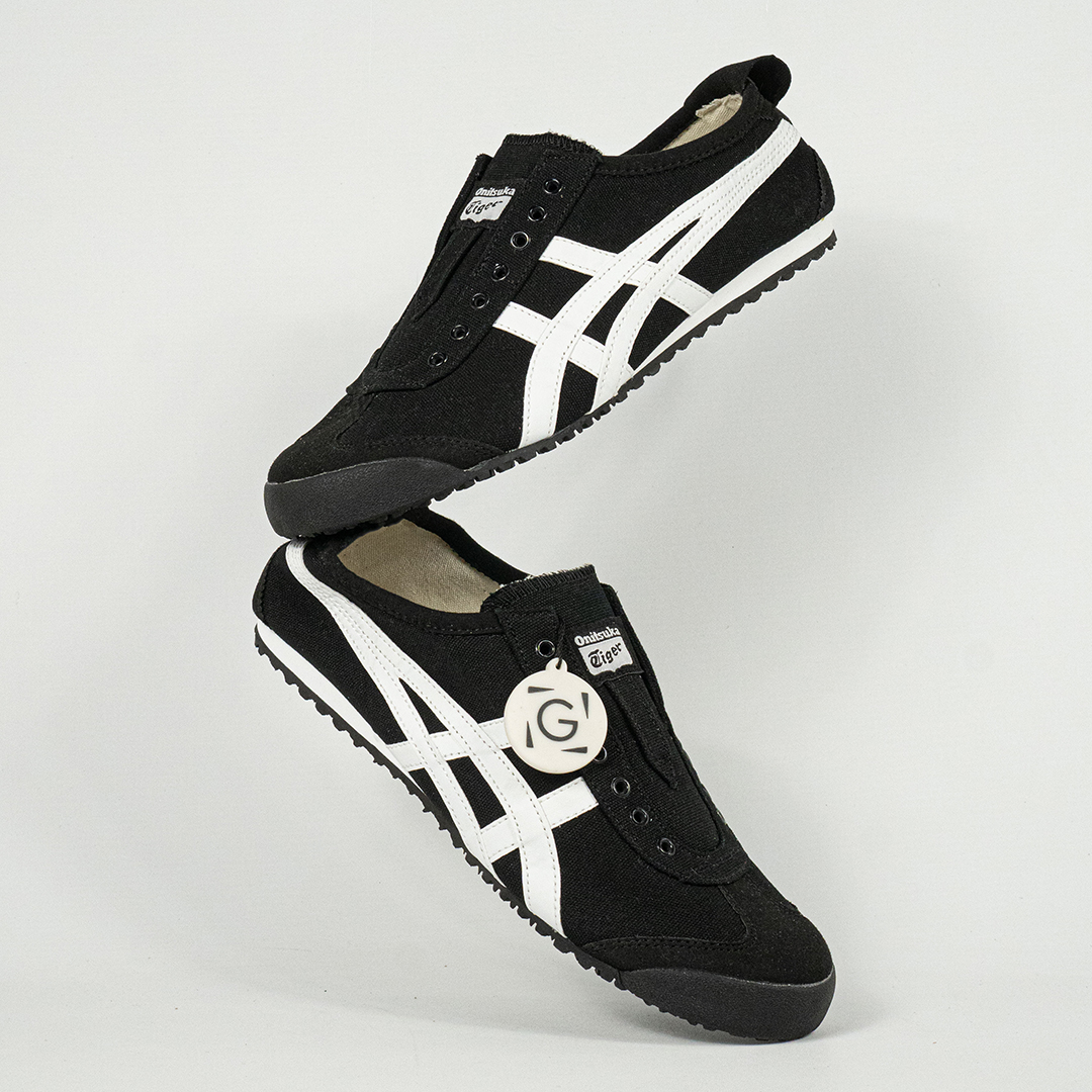 Sepatu Onitsuka Tiger Mexico 66 Slip On Black White Canvas Unisex Sneakers Casual Authentic - Image 5
