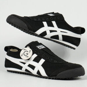 Sepatu Onitsuka Tiger Mexico 66 Slip On Black White Canvas Unisex Sneakers Casual Authentic