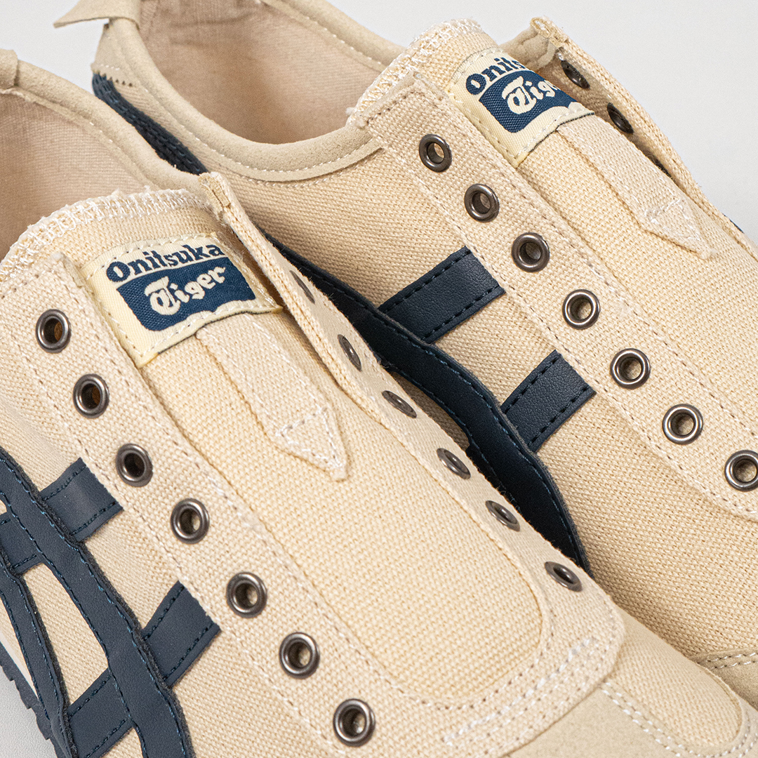 Sepatu Onitsuka Tiger Mexico 66 Slip On Cream Navy Canvas Unisex Sneakers Casual Authentic - Image 2