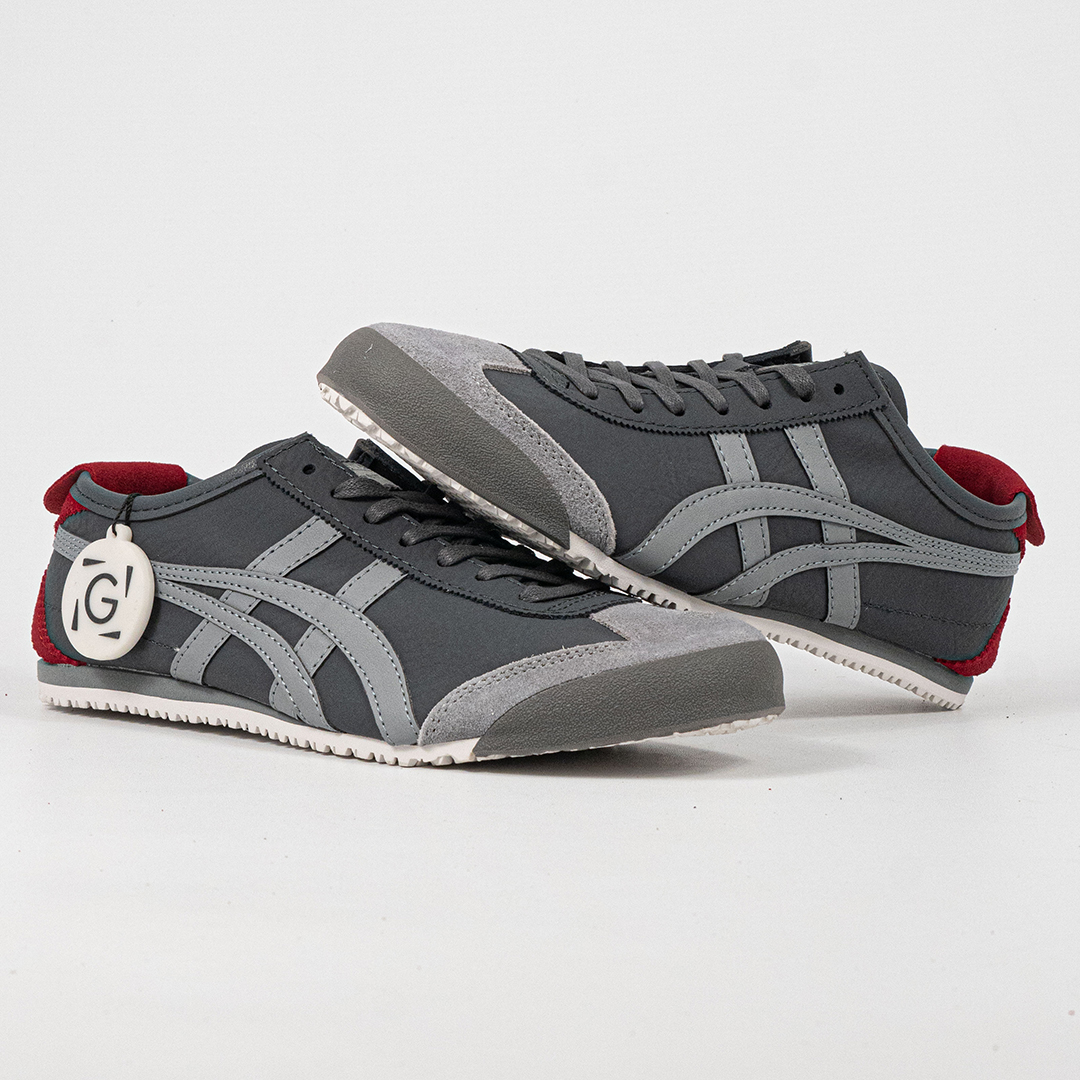 Sepatu Onitsuka Tiger Mexico 66 Suede Leather Grey Red Unisex Sneakers Casual Authentic - Image 4