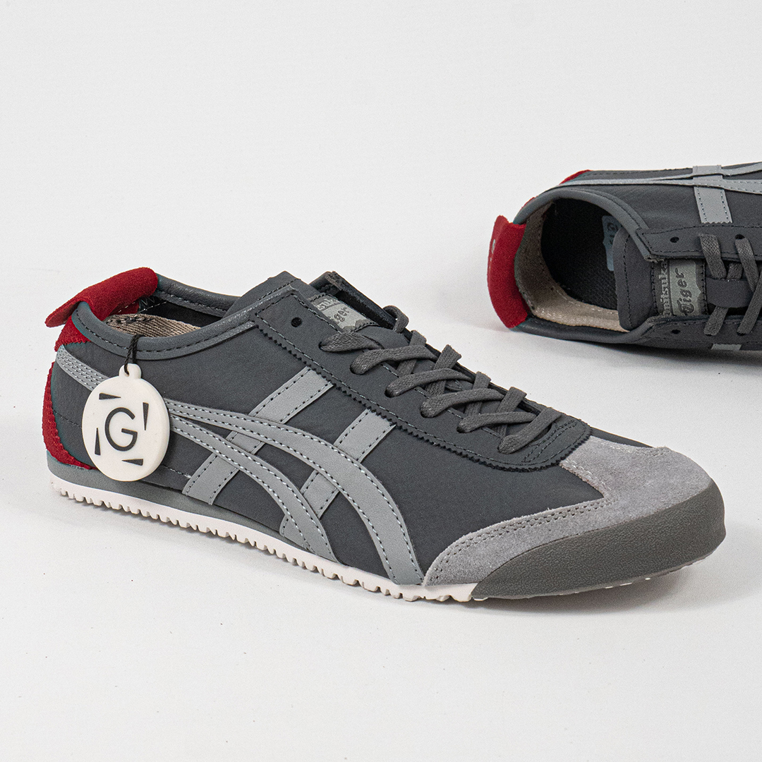 Sepatu Onitsuka Tiger Mexico 66 Suede Leather Grey Red Unisex Sneakers Casual Authentic - Image 3