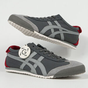 Sepatu Onitsuka Tiger Mexico 66 Suede Leather Grey Red Unisex Sneakers Casual Authentic