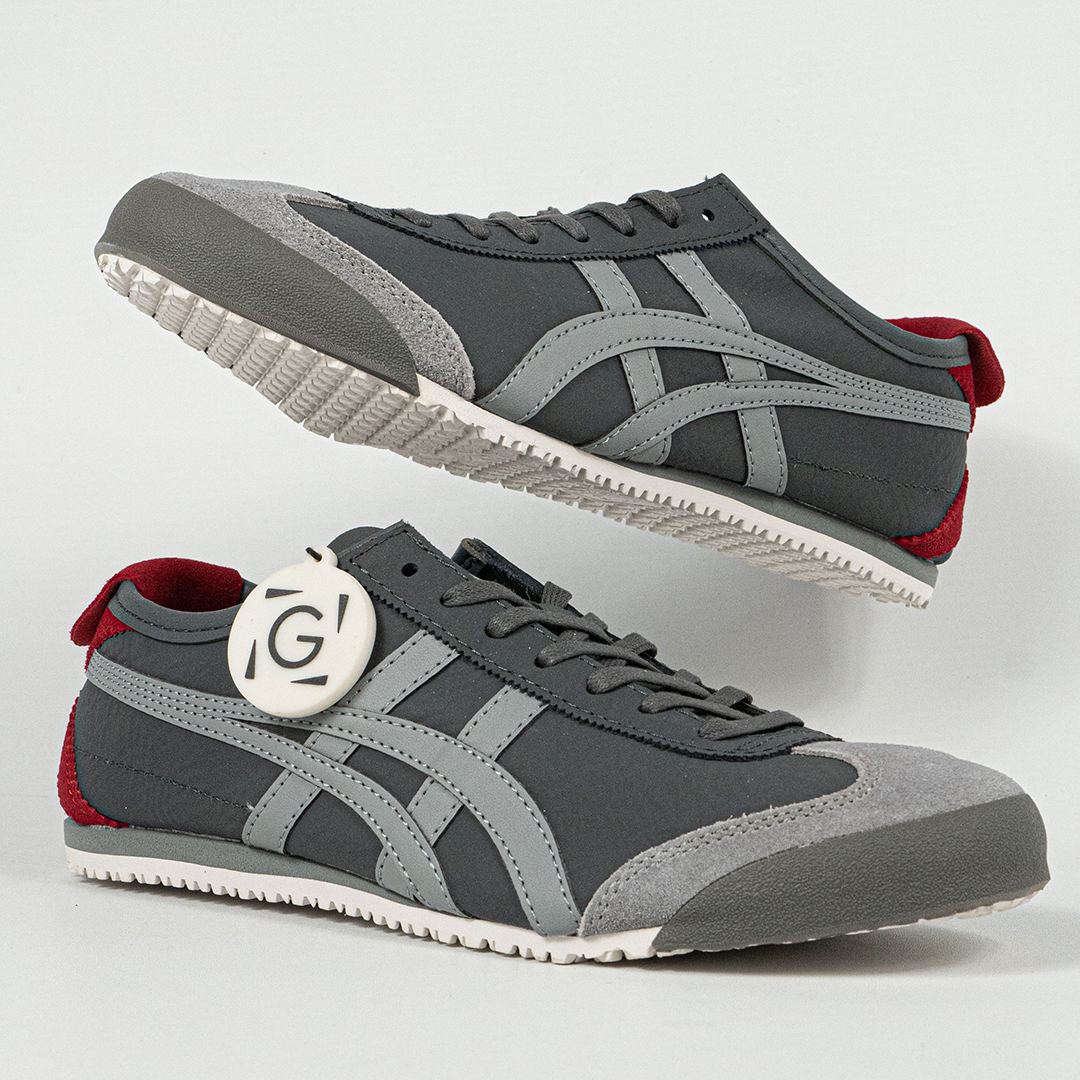 Sepatu Onitsuka Tiger Mexico 66 Suede Leather Grey Red Unisex Sneakers Casual Authentic