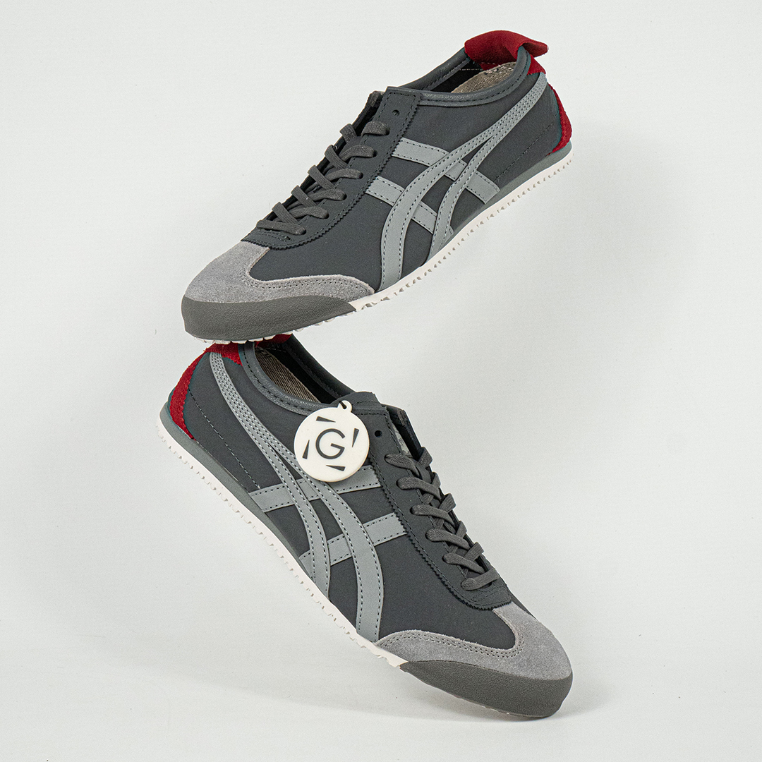 Sepatu Onitsuka Tiger Mexico 66 Suede Leather Grey Red Unisex Sneakers Casual Authentic - Image 5