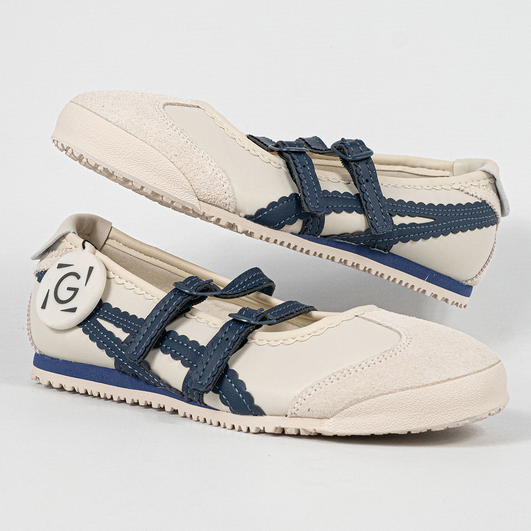 Sepatu Onitsuka Tiger Mexico TGRS TIGRESS Birch Peacoat Navy Unisex Sneakers Casual Authentic