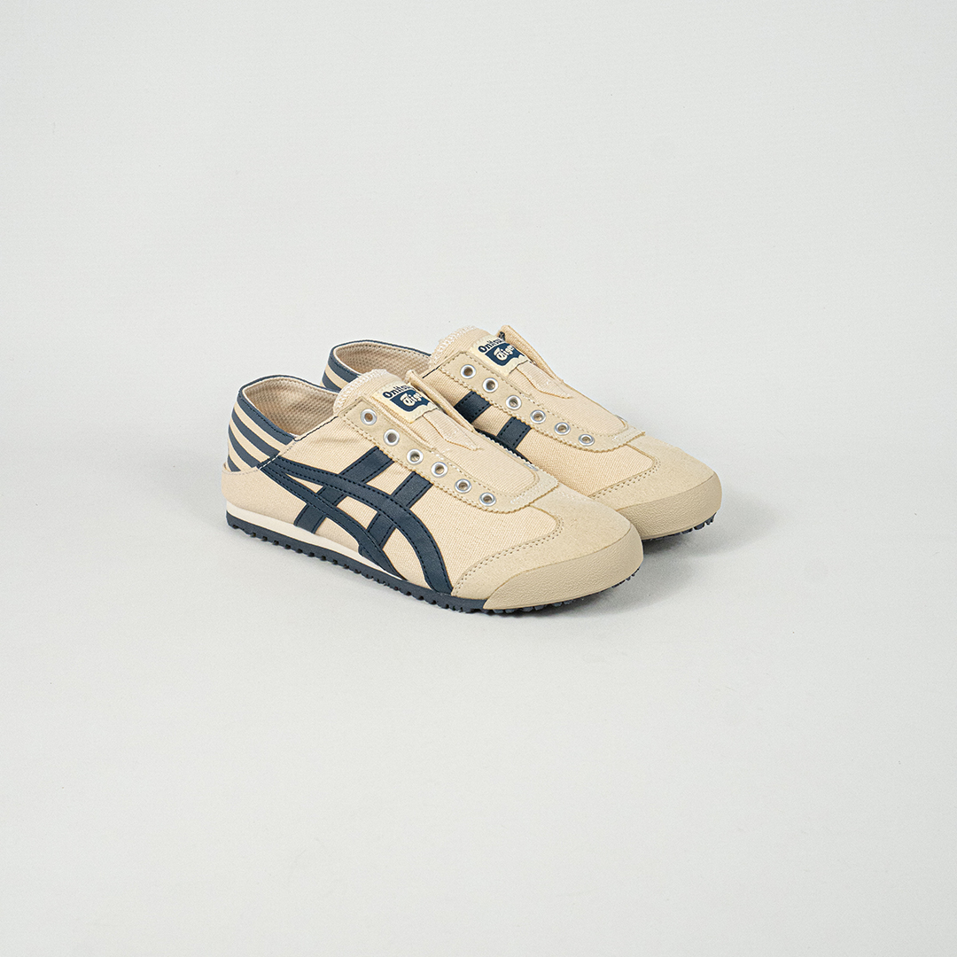 Sepatu Onitsuka Tiger Mexico 66 Paraty Slip On Cream Navy Canvas Unisex Sneakers Casual Authentic - Image 5