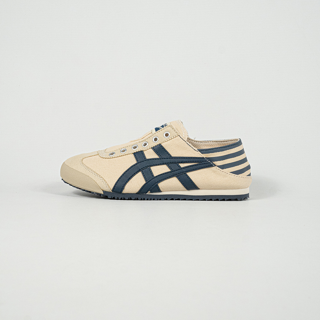 Sepatu Onitsuka Tiger Mexico 66 Paraty Slip On Cream Navy Canvas Unisex Sneakers Casual Authentic - Image 2