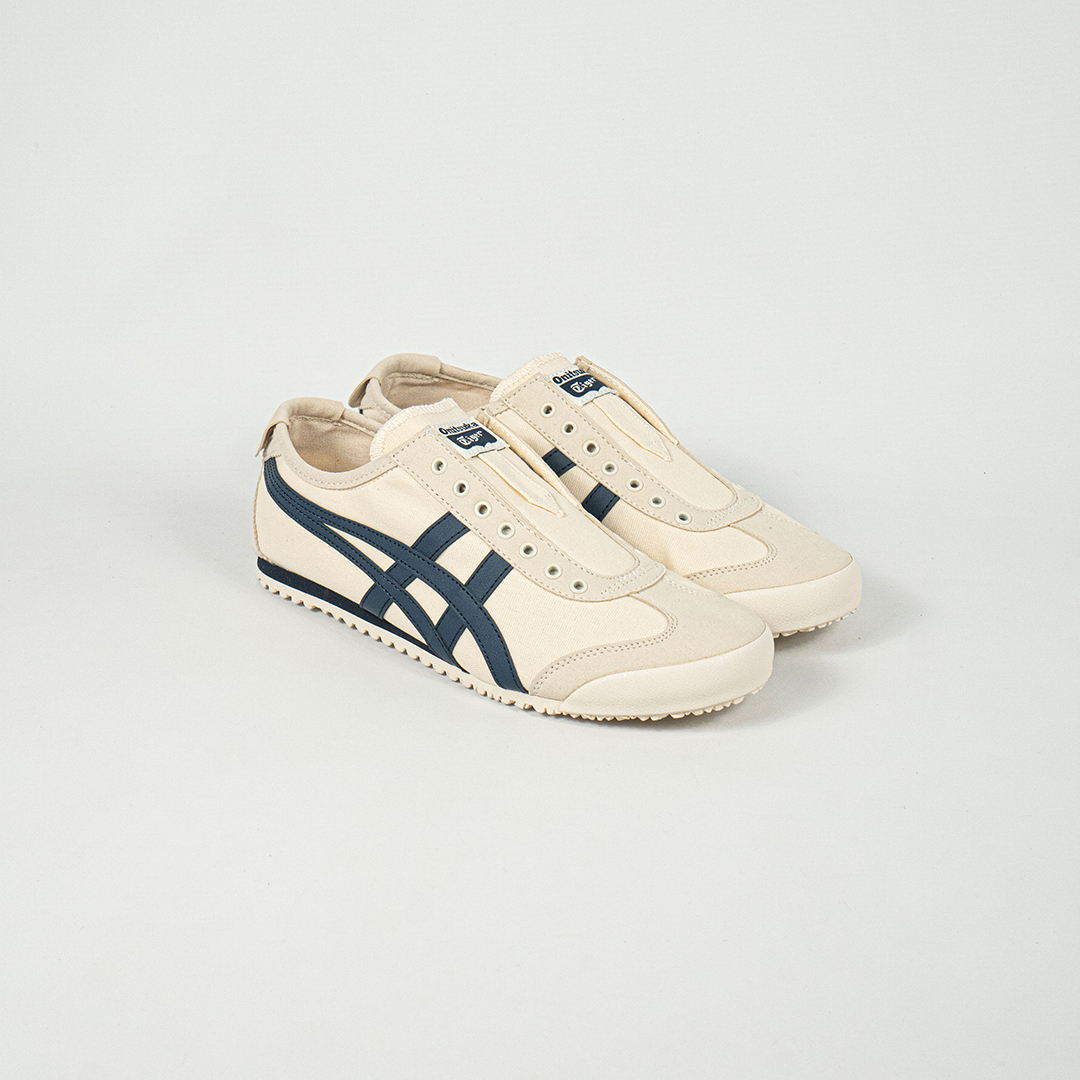 Sepatu Onitsuka Tiger Mexico 66 Slip On Birch Midnight Navy Canvas Unisex Sneakers Casual Authentic - Image 5